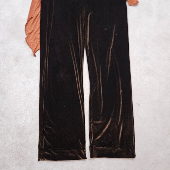 VTG Algy Brown Velvet Jumpsuit Asymmetrical Sleeveless Skirted Adult XXL - Picture 3 of 10